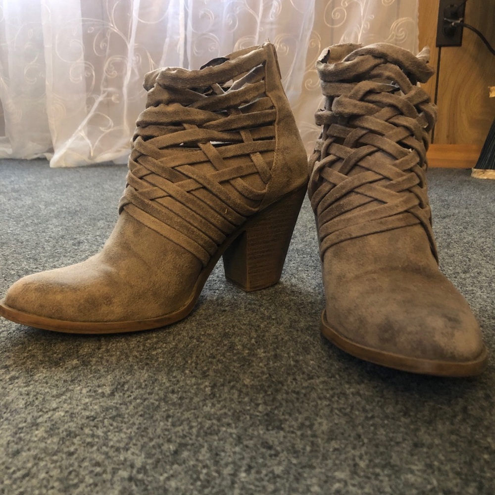 Grey faux suede ankle boots